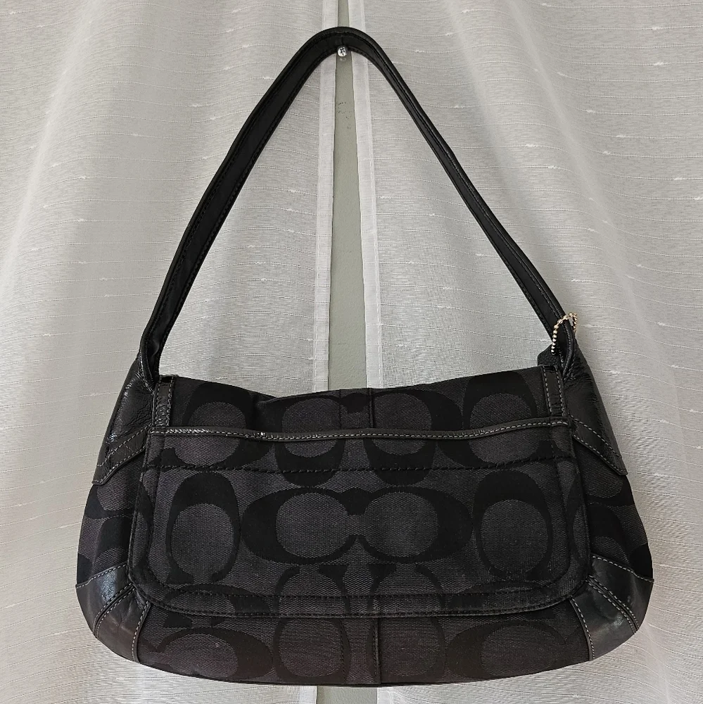 COACH Black Ergo Signature Flap Y2K Shoulder Bag - Picture 5 of 13